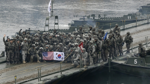 U.S. and South Korean army soldiers together for their annual joint military exercise.