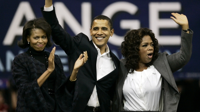 Media mogul Oprah Winfrey endorses then-Sen. Barack Obama for president in 2008.