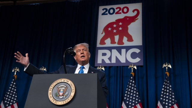 President Trump speaks at the Republican National Committee convention on Aug. 24, 2020, in Charlotte.