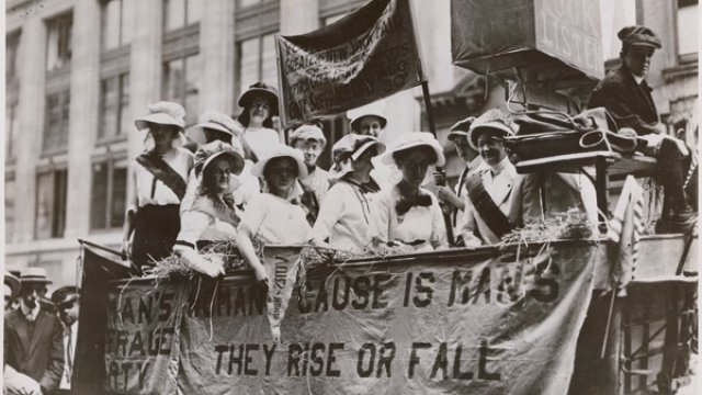 Women march in the 1913 suffrage parade in New York City