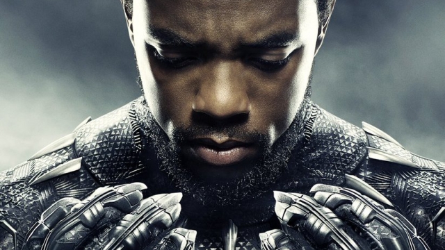Chadwick Boseman in "Black Panther" film poster.