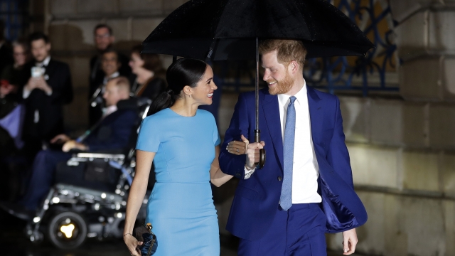Britain's Prince Harry and Meghan, the Duke and Duchess of Sussex arrive at the annual Endeavour Fund Awards in London.