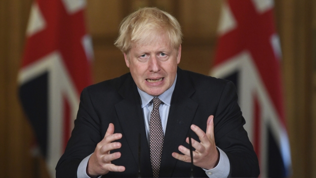 Britain's Prime Minister Boris Johnson speaks during a virtual press conference at Downing Street, London.