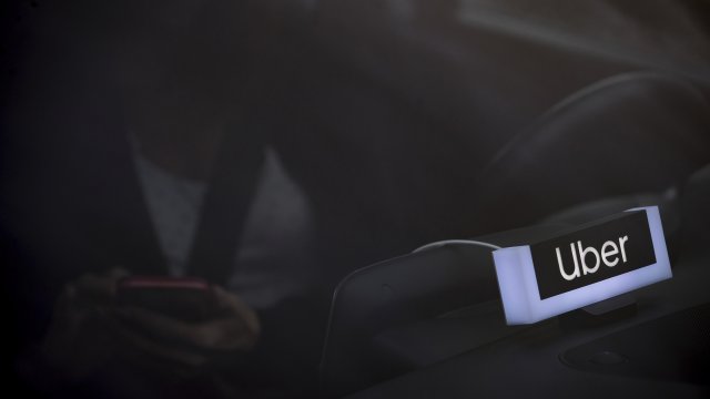 An Uber driver's vehicle is seen after the company launched service in Vancouver, British Columbia.