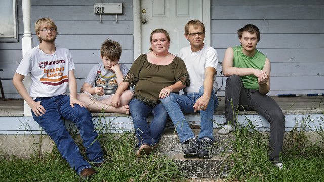 This Aug. 11, 2020 photo shows Jack and Elizabeth Myers with some of their children Duncan, left, Riley,9, and Dylan at their