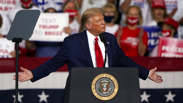President Trump speaks at a campaign rally Tuesday, Sept. 8, 2020, in North Carolina.