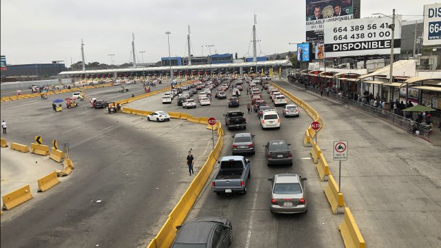 Cars wait in line to enter the United States at San Diego's San Ysidro border crossing in Tijuana, Mexico.