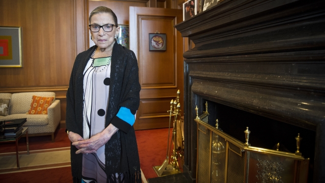 Associate Justice Ruth Bader Ginsburg is seen in her chambers in at the Supreme Court in Washington