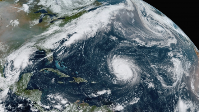 Satellite image of several systems in the Atlantic Ocean