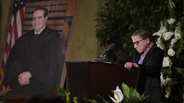 Justice Ruth Bader Ginsburg at Justice Antonin Scalia's funeral