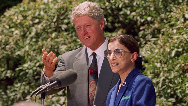 Justice Ruth Bader Ginsburg and President Bill Clinton in 1993