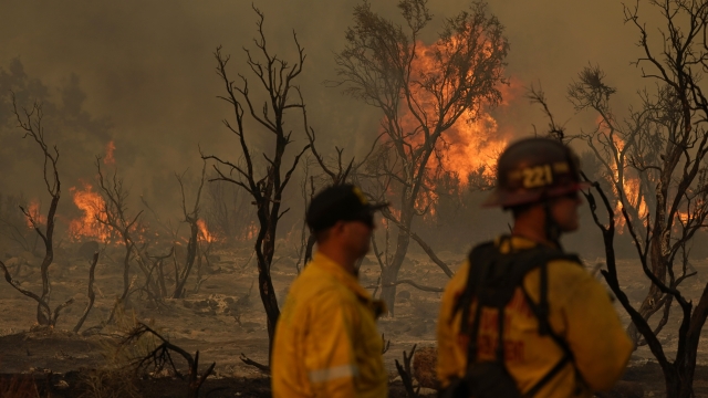 Firefighters battle flames in San Bernardino County