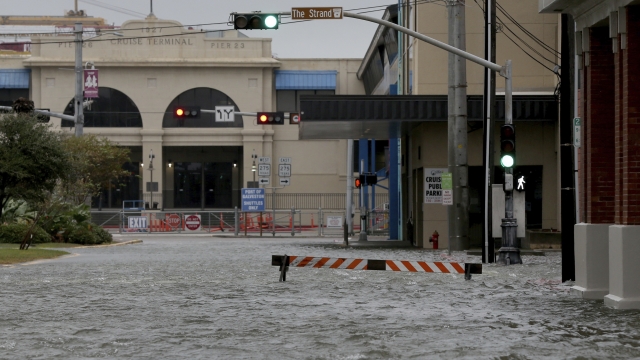 Flooded street in Galveston, TX