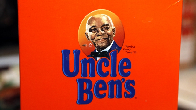 The portrait of "Uncle Ben's" is portrayed on a box of rice Thursday, June 18, 2020 in Jackson, Miss.