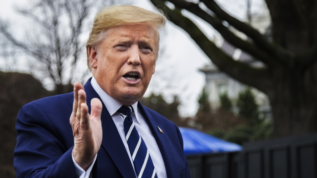 President Donald Trump speaks to members of the media before leaving the White House, Tuesday, March 3, 2020, in Washington