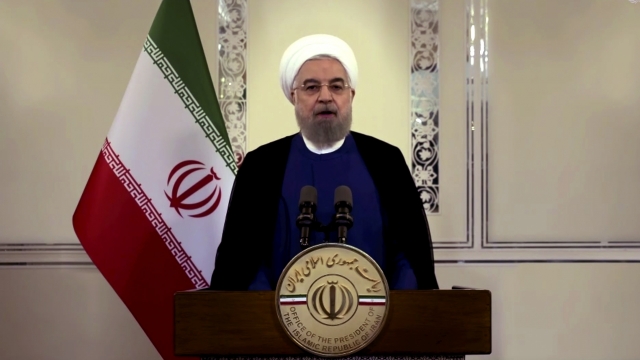 In this image from UNTV, Iranian President Hassan Rouhani speaks in a pre-recorded message