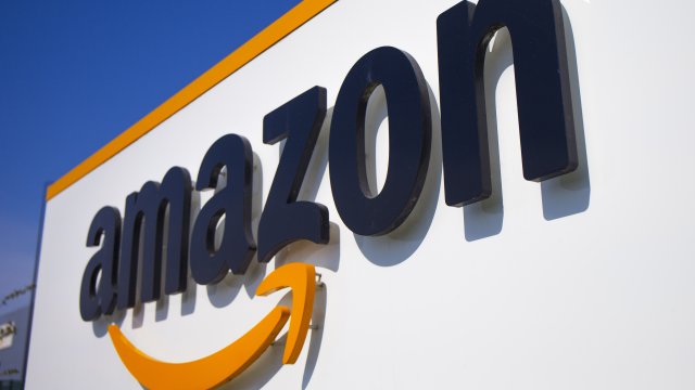 The Amazon logo is seen.
