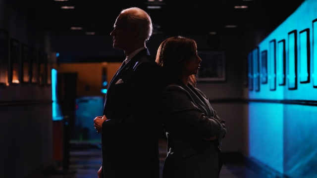 Actors Jim Carrey and Maya Rudolph portray politicians Joe Biden and Kamala Harris.