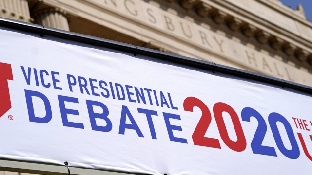 A banner in Utah announcing the vice presidential debate