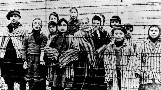 A group of children at Auschwitz in 1945