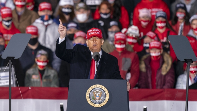 President Donald Trump speaks during a campaign rally at Southern Wisconsin Regional Airport, Saturday, Oct. 17, 2020.