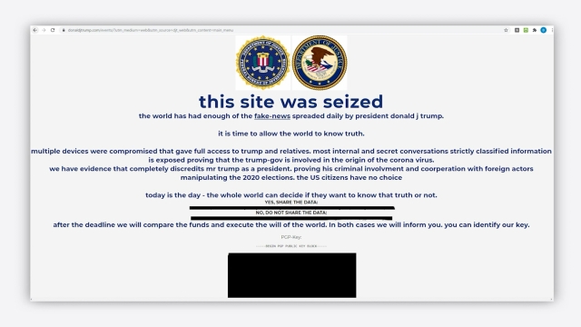 Screengrab of hacked trump campaign website.