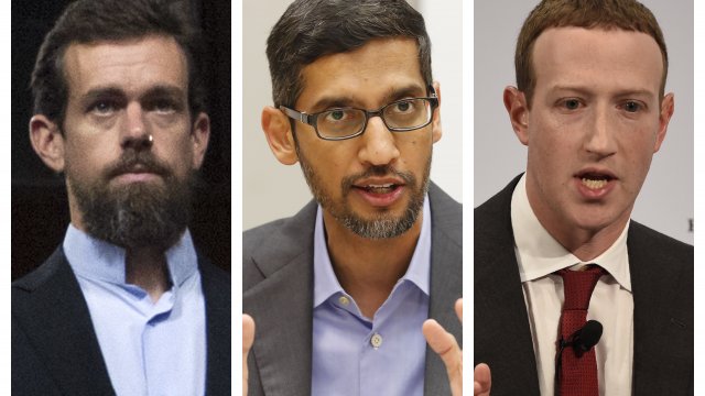Twitter CEO Jack Dorsey, Google CEO Sundar Pichai and Facebook CEO Mark Zuckerberg