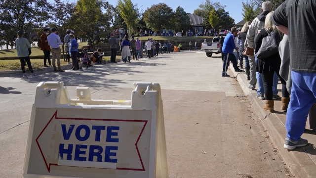 Voters stand in line in Oklahoma