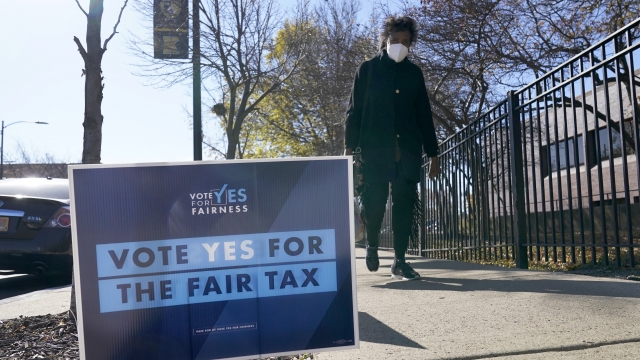 A sign in a yard supports Illinois' Fair Tax amendment, which ultimately did not pass.