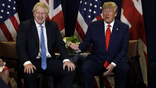 President Donald Trump meets with British Prime Minister Boris Johnson at the United Nations General Assembly