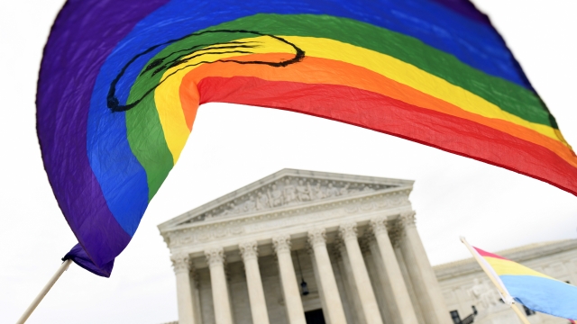 LGBTQ pride flag waves at U.S. Supreme Court