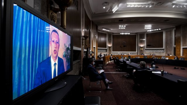 Facebook CEO Mark Zuckerberg testifies remotely during a Senate Judiciary Committee