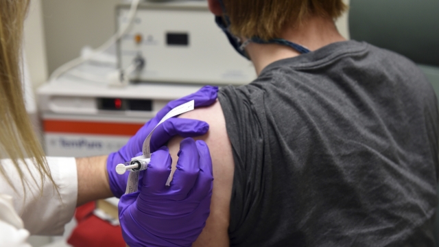 The first patient in Pfizer's COVID-19 coronavirus vaccine clinical trial at the University of Maryland School of Medicine.