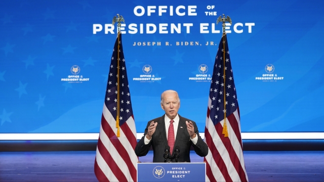 President-elect Joe Biden behind a podium