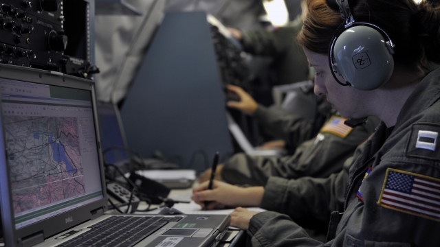 U.S. military member with computer