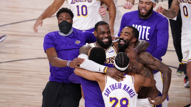 Los Angeles Lakers celebrate 2020 finals win