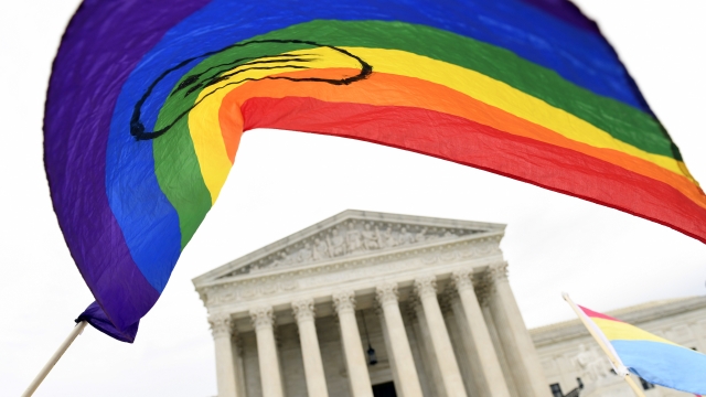 LGBTQ+ flag outside of the U.S. Supreme Court.