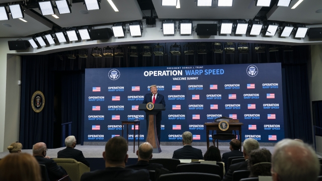 President Donald Trump speaks during the "Operation Warp Speed Vaccine Summit"