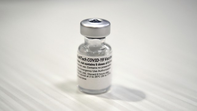 One of the first vials of the Pfizer BioNTech COVID-19 vaccine