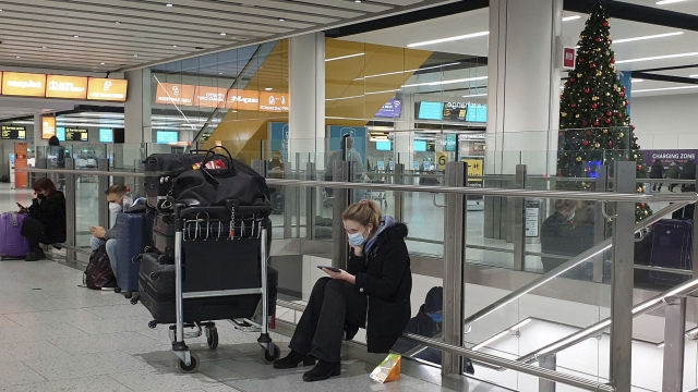 Passenger waits at airport in England