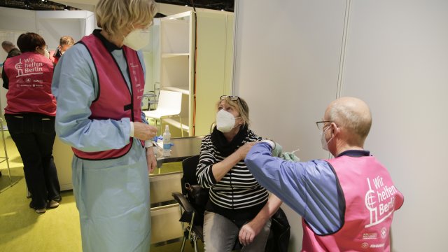 People are given Pfizer vaccine in Germany
