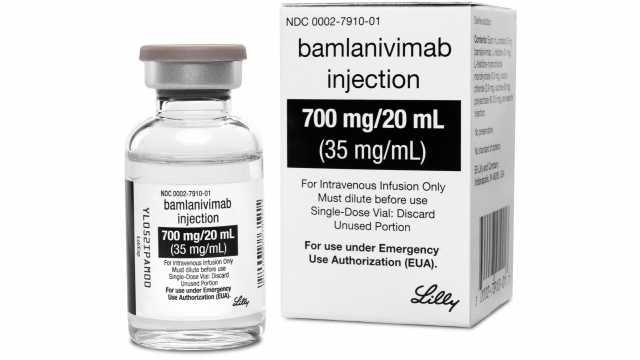 Eli Lilly drug, Bamlanivimab, an antibody drug with FDA emergency approval to help the immune system fight COVID-19.