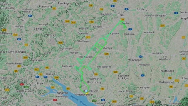 German pilot traces syringe outline