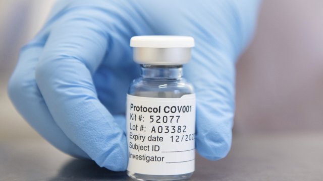 photo issued by the University of Oxford, shows of vial of coronavirus vaccine