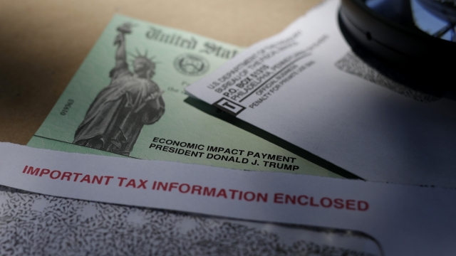 President Donald Trump's name is seen on a stimulus check issued by the IRS