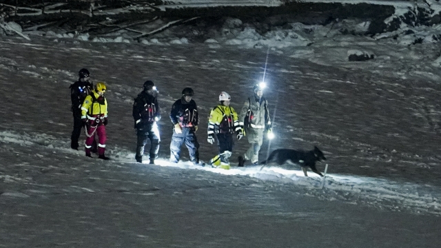 Rescue team searches for survivors of Norway landslide.
