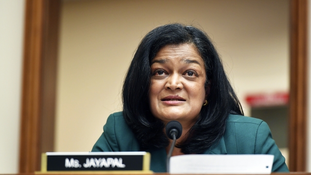 Rep. Pramila Jayapal speaks during a House Judiciary subcommittee on antitrust on Capitol Hill on Wednesday, July 29