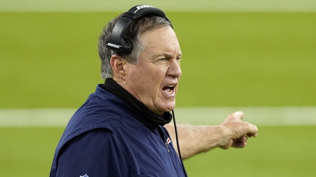 In this Thursday, Dec. 10, 2020, file photo, New England Patriots head coach Bill Belichick yells from the sideline.
