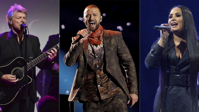 Jon Bon Jovi, Justin Timberlake and Demi Lovato.