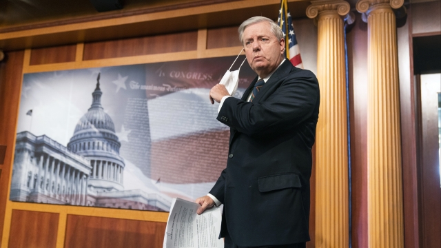 Sen. Lindsey Graham, R-S.C., speaks to reporters during a news conference at the Capitol, Thursday, Jan. 7, 2021